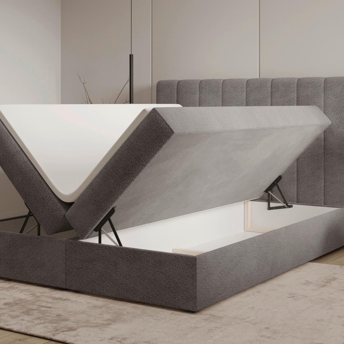 Boxbett Paris Lf: 160x200 Anthrazit - Anthrazit/Schwarz, MODERN, Holz/Kunststoff (160/200cm) - MID.YOU