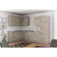 Eckküche Ip2200 ohne Geräte 185x320 cm Grau/Eiche Dekor - Kaschmir/Eichefarben, Basics (185/320cm)
