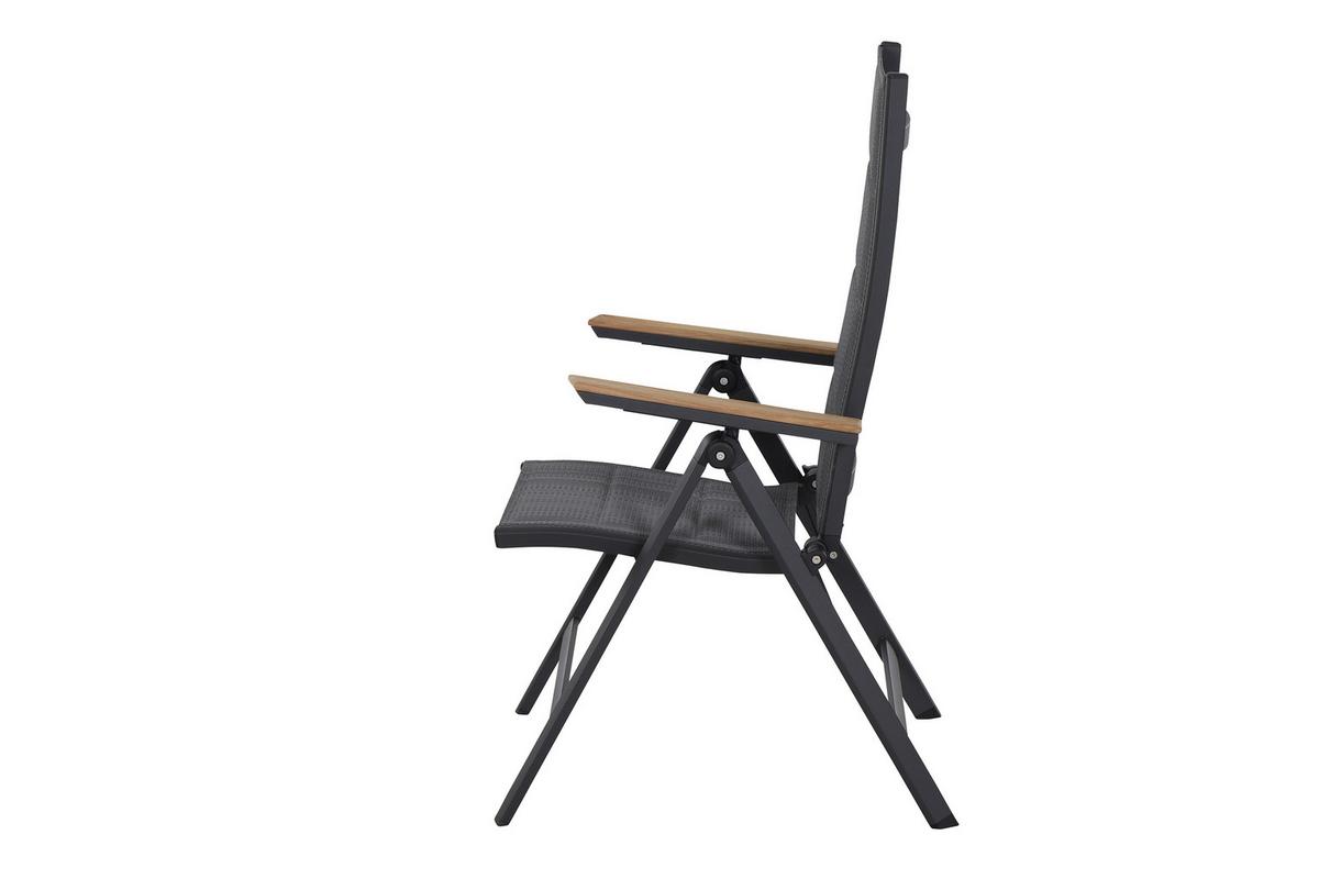 Gartensessel Klappbar Aluminium, Kunststoff - Anthrazit, KONVENTIONELL, Holz/Kunststoff (59/110/68cm) - Siena Garden