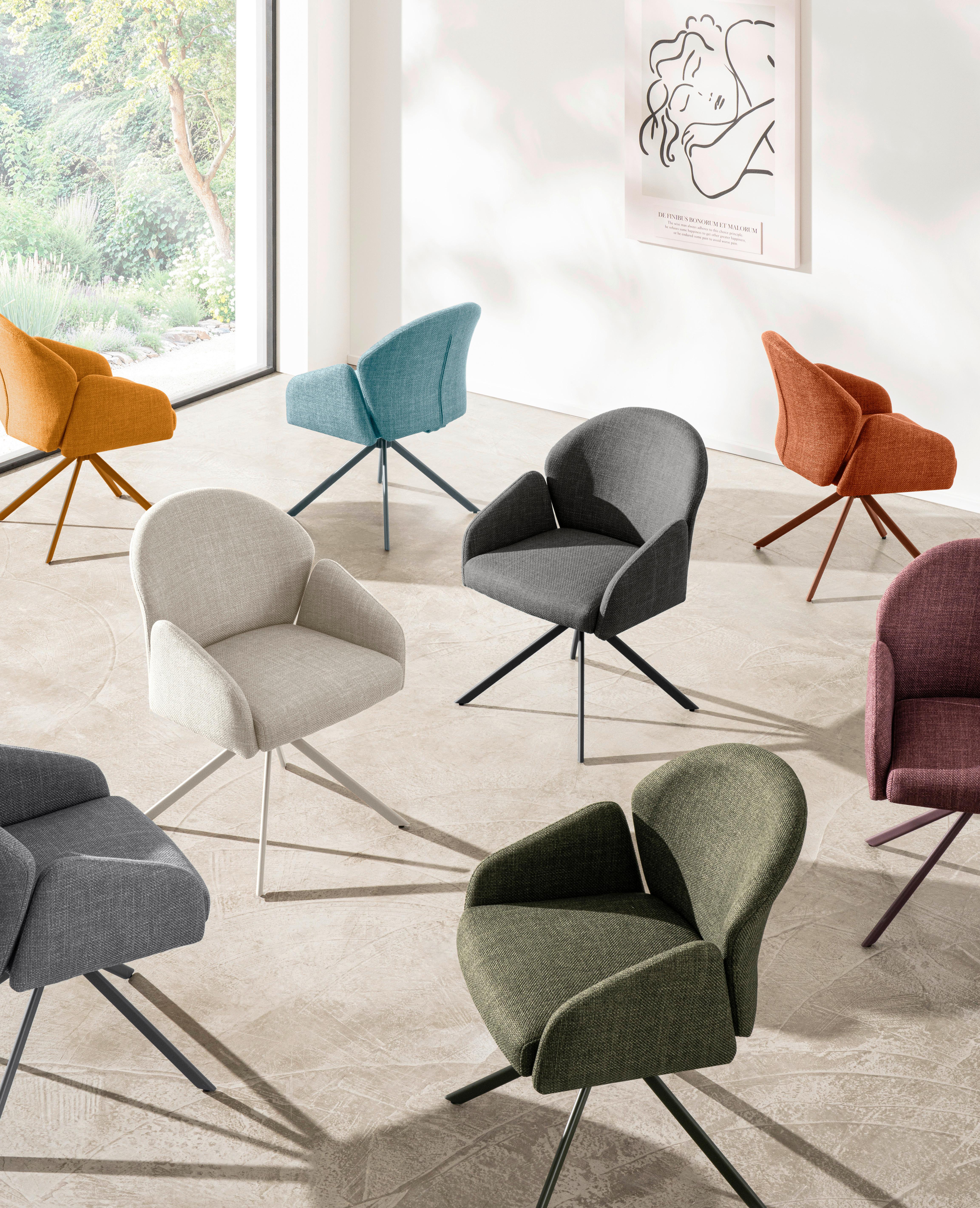 Armlehnstuhl Holly Drehbar Webstoff Moosgrün, B: 56,5 Cm - Grün, MODERN, Textil/Metall (56,5/61/84cm)