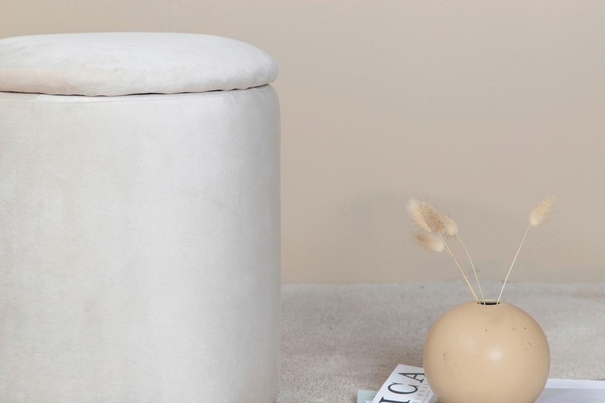 Pouf Limpen - Creme, Design, Textil (32/40/32cm) - Livetastic