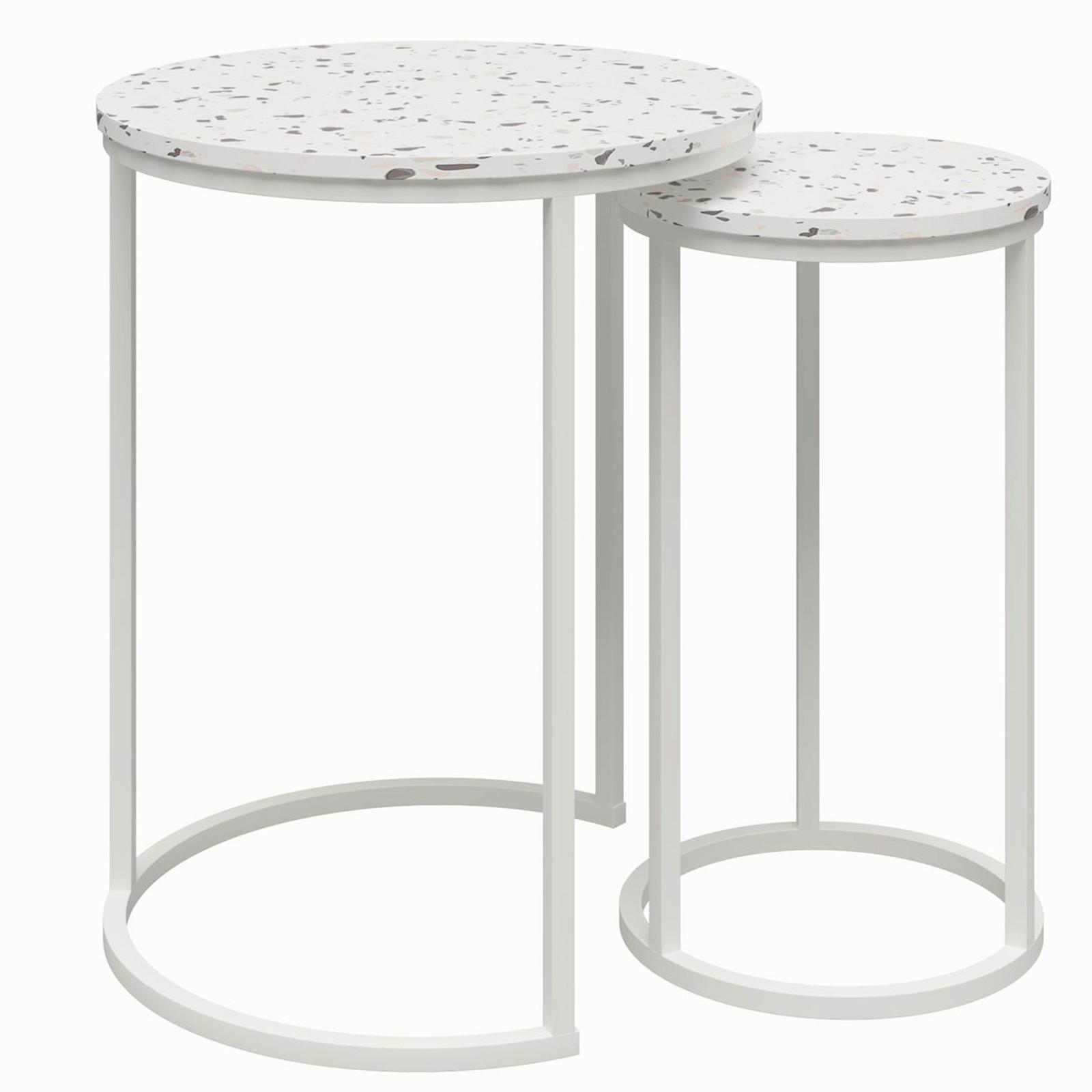 Beistelltisch-Set Amelia 2-teilig Weiß - Weiß, Design, Holzwerkstoff/Metall (45/45/57cm) - MID.YOU