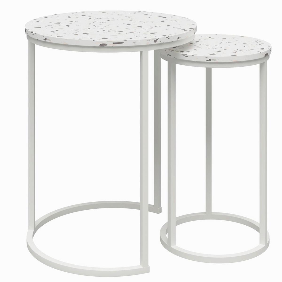 Beistelltisch-set Amelia 2-Teilig Weiß - Weiß, Design, Holzwerkstoff/Metall (45/45/57cm) - MID.YOU