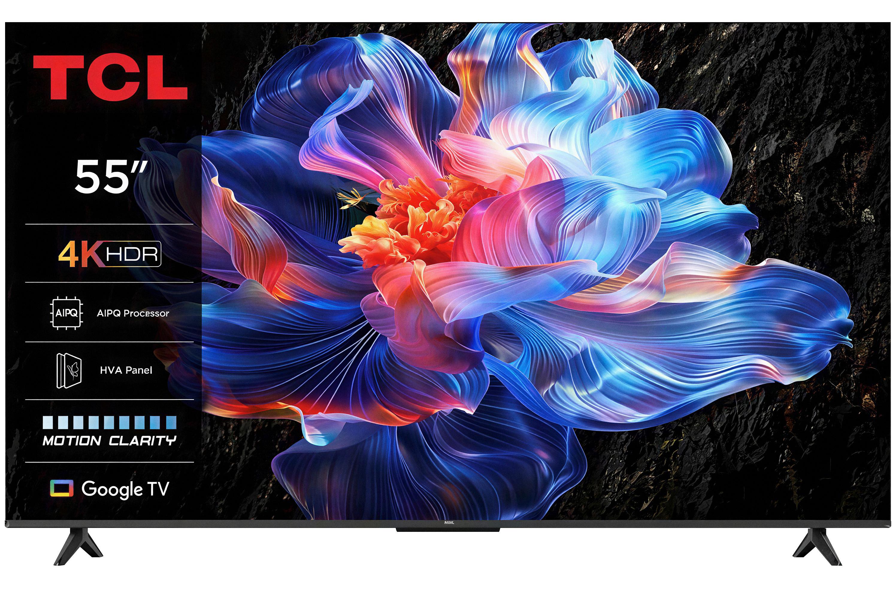 Fernseher TCL 55 Zoll Bildschimdiagonale 139 cm - Schwarz, Basics, Metall (122,6/75/25,5cm)