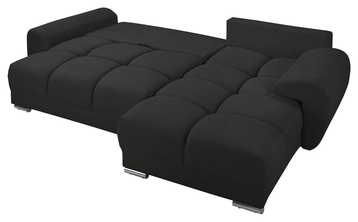 Ecksofa Azzuro Dunkelgrau S: 256x175cm - Dunkelgrau/Silberfarben, Design, Textil (256/175cm) - Livetastic