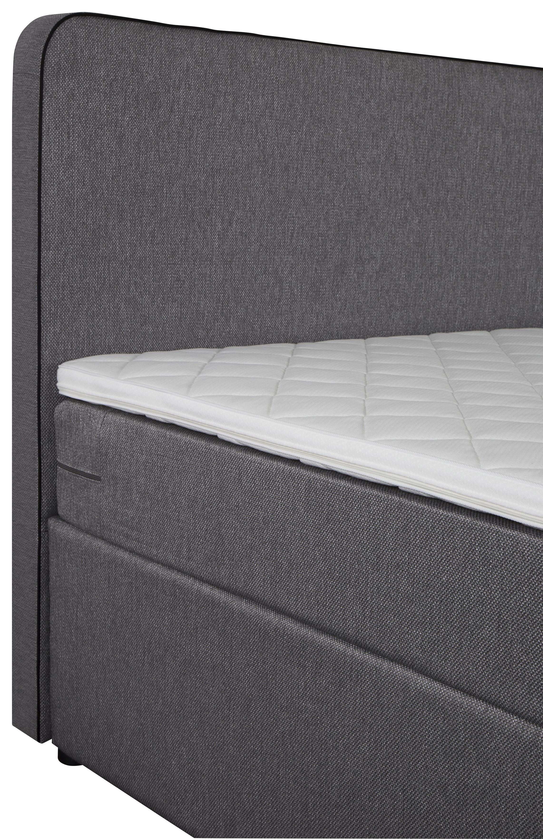 Boxbett Carrol 140x200 Im Trendigen Boxspringlook Grau - Blau/Schwarz, KONVENTIONELL, Holz/Textil (140/200cm)