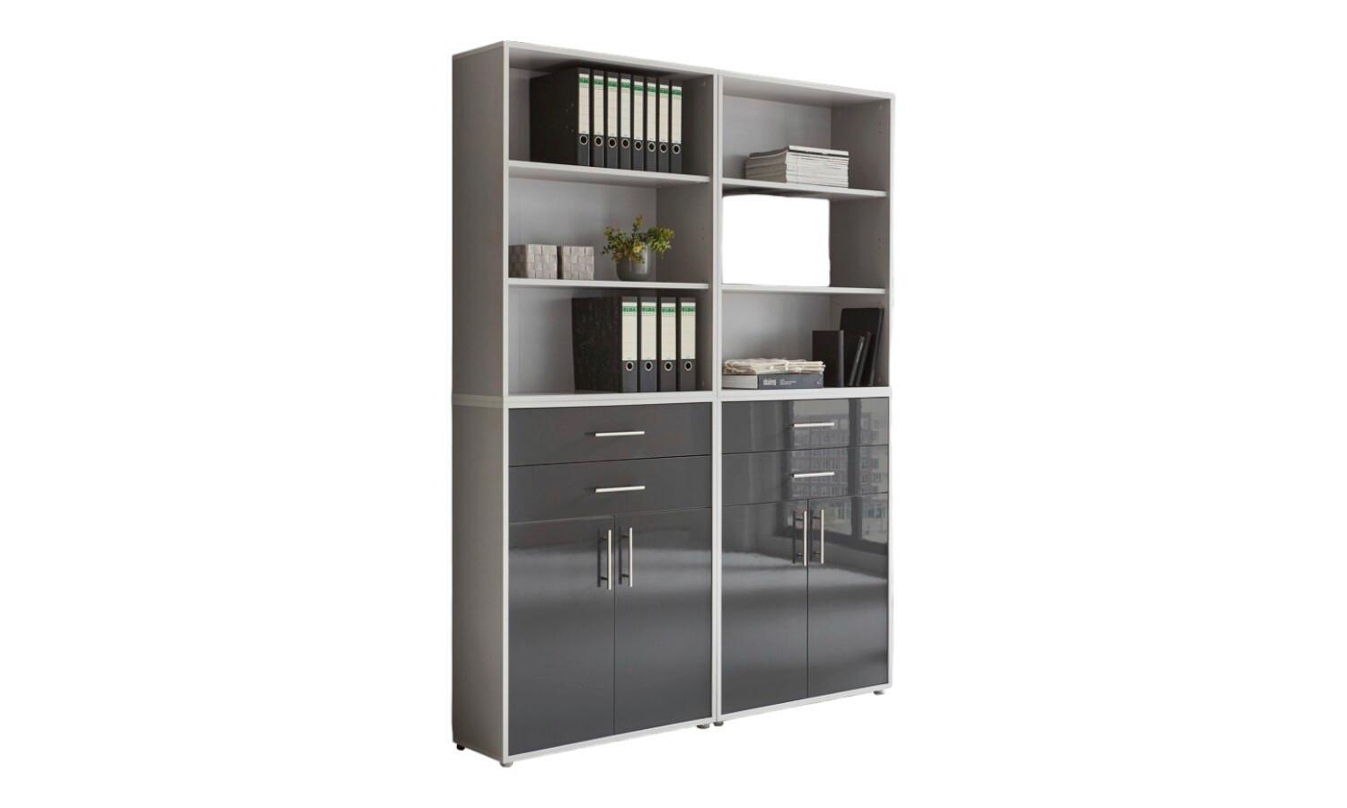 Office Edition B: 168,6 cm Grau/Anthrazit - Anthrazit Hochglanz/Grau, MODERN, Holzwerkstoff (168,8/227,2/33cm) - MID.YOU