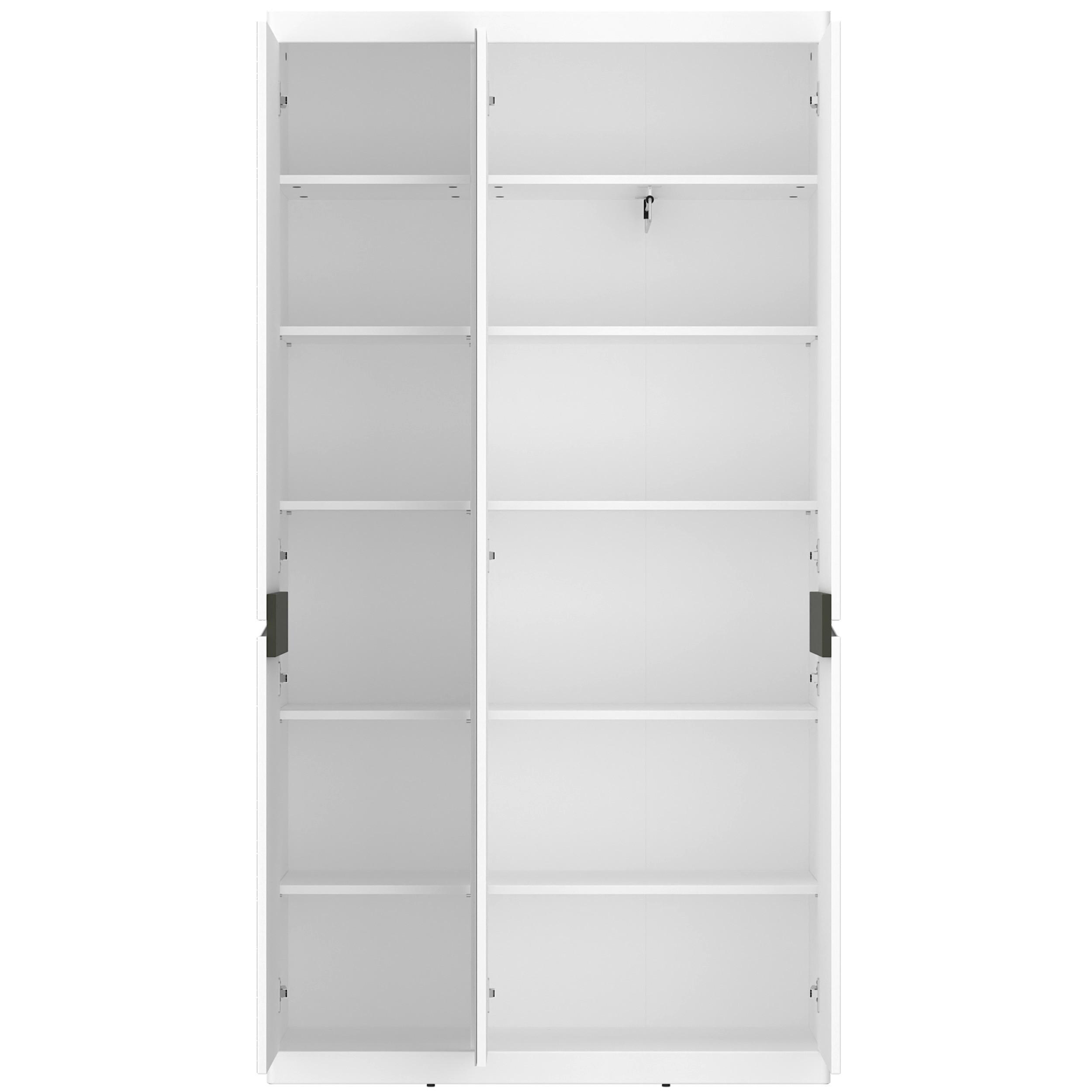 Garderobenschrank Turino Alpinweiss/Grau B:103cm - Dunkelgrau/Anthrazit, Trend, Glas/Holzwerkstoff (103/196,5/39,9cm)