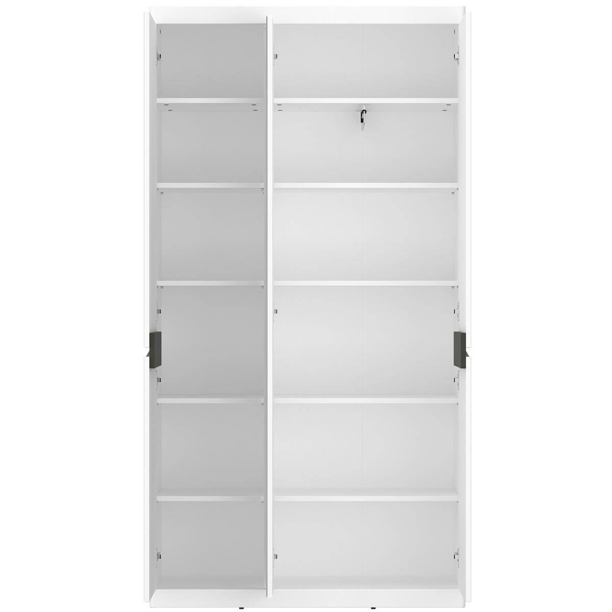 Garderobenschrank Turino Alpinweiss/Grau B:103cm - Dunkelgrau/Anthrazit, Trend, Glas/Holzwerkstoff (103/196,5/39,9cm)
