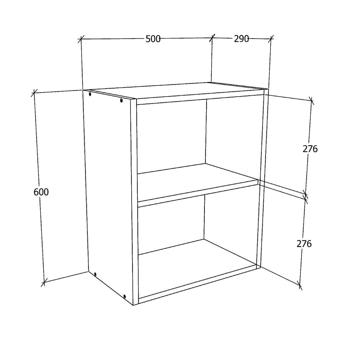 Küchenoberschrank Esilo B: 50 cm Weiß/Eiche Dekor - Weiß/Sonoma Eiche, KONVENTIONELL, Holzwerkstoff (50/60/31cm) - MID.YOU
