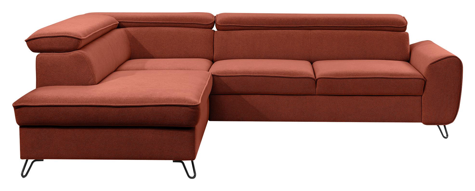 Rohová sedačka IDYLLA, levá rezavá,úl.prostor,lůžko - černá/rezavá, Design, kov/textil (200/250cm)
