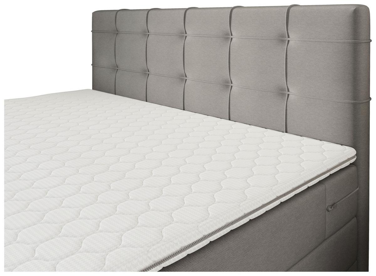 Boxspringbett Mitto mit Topper 180x200 cm - Schwarz/Grau, KONVENTIONELL, Textil/Metall (180/200cm)