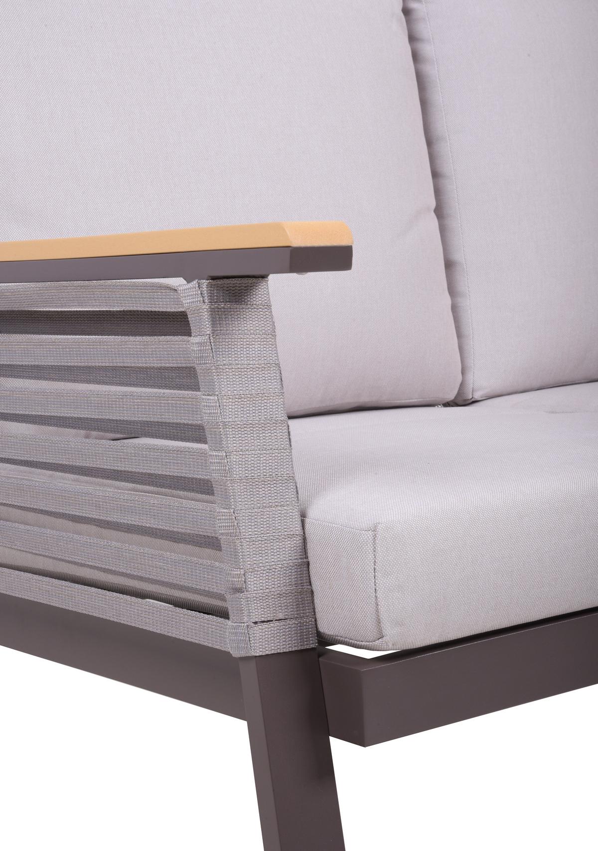 Loungegarnitur Denia - Dunkelbraun/Naturfarben, Basics, Kunststoff/Textil (152/91/250cm) - Gardenson