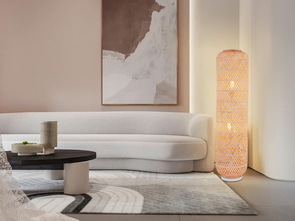 STOJACIA LAMPA LAURINA - biela, Modern, kov/drevo (32/120cm) - Bessagi Home