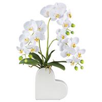 Kunstpflanze Orchidee Weiß L: 53 cm mit Topf Anouk - Braun/Weiß, KONVENTIONELL, Kunststoff (53cm)