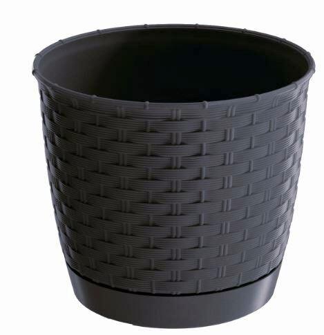 Virágcserép Ratolla 22cm - barna, műanyag (22cm)