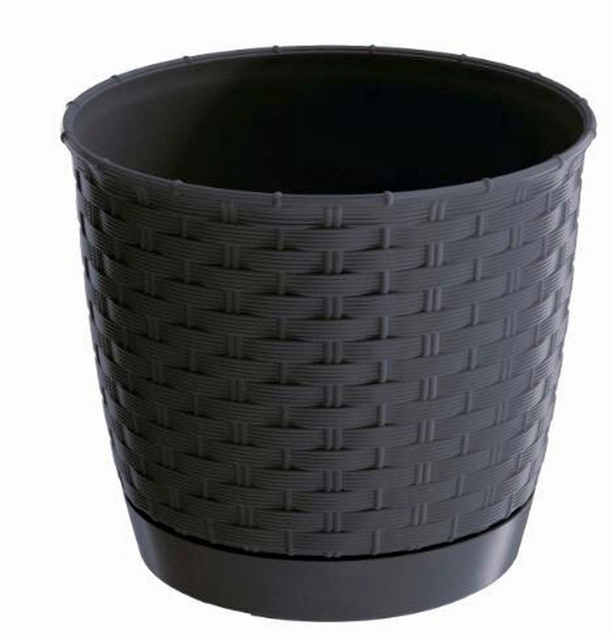 Virágcserép Ratolla 22cm - barna, műanyag (22cm)