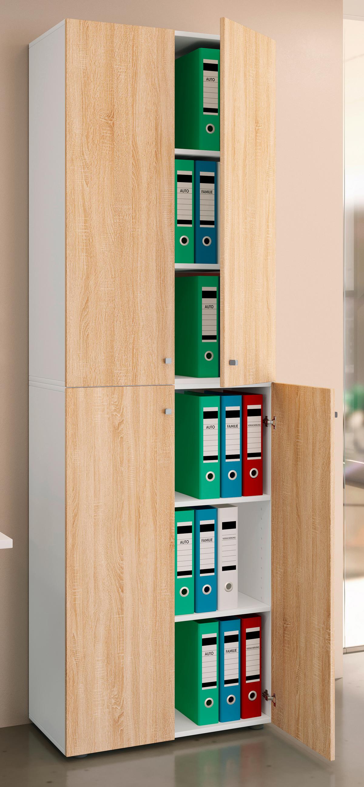 Aktenschrank Lona Weiß/Eiche Dekor B: 70cm - Weiß/Sonoma Eiche, Design, Holzwerkstoff (70/220/39cm) - MID.YOU