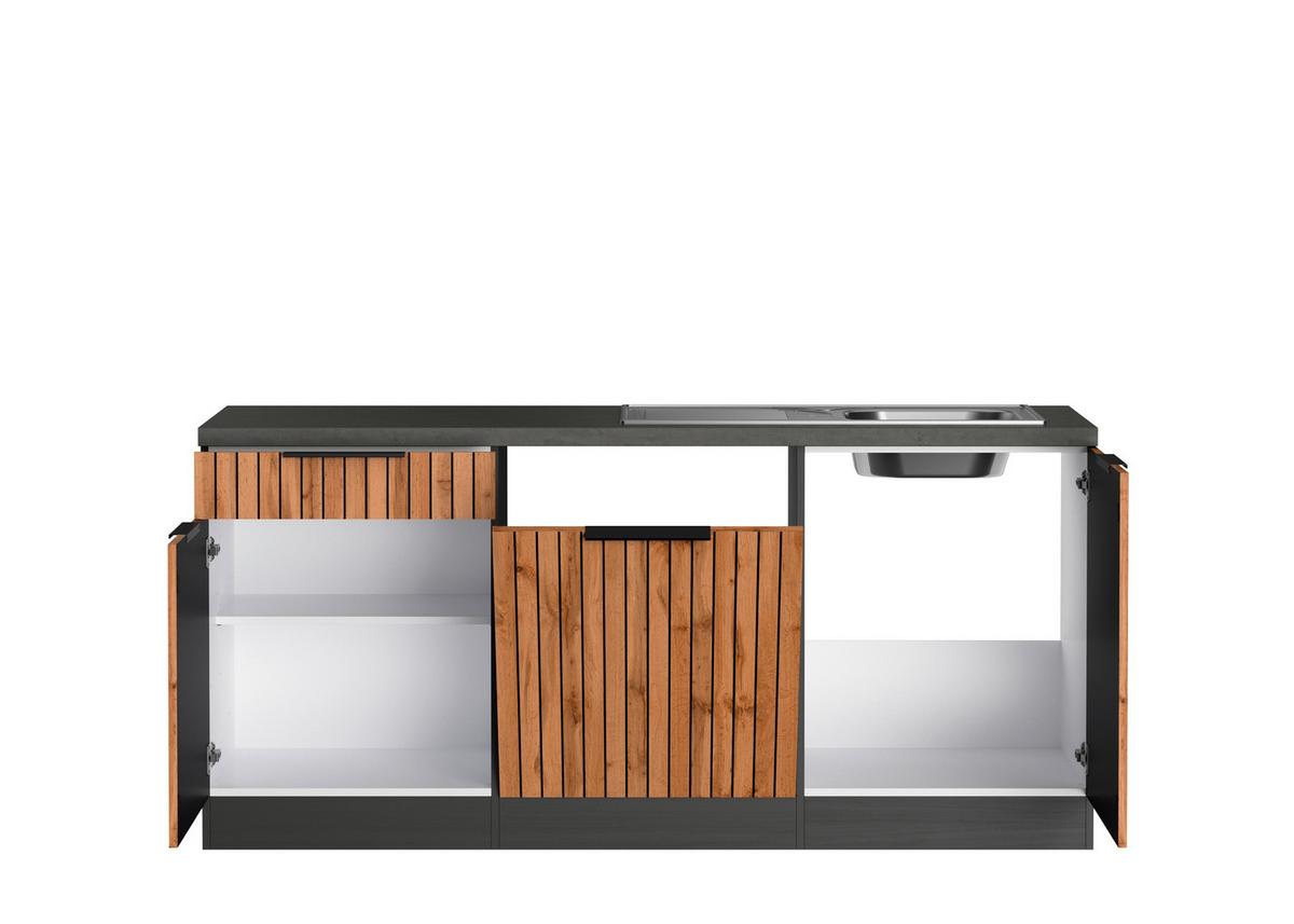 Eckküche Liverpool Graphit/ Eiche Dekor S: 300x240 Cm - Schieferfarben/Eiche Wotan, Basics, Holzwerkstoff (300/240cm) - Held