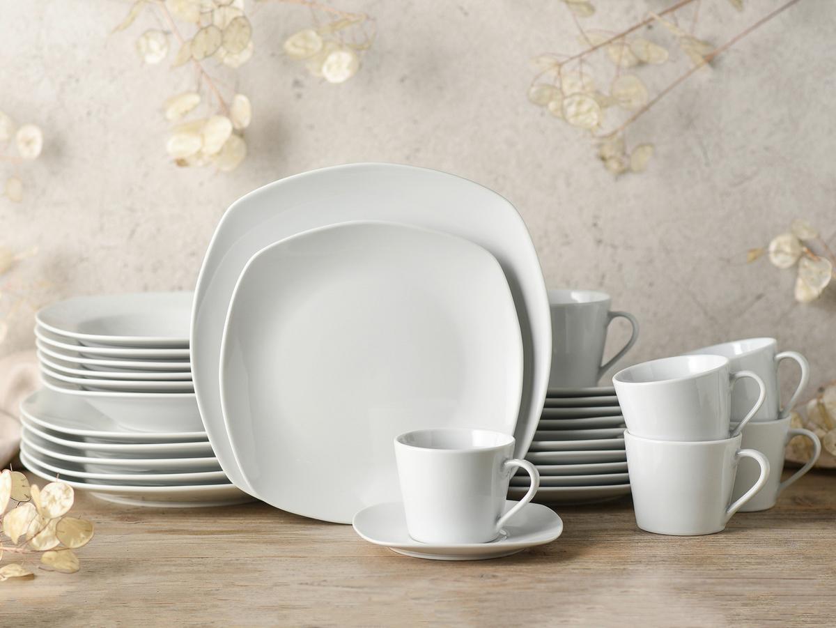 Kombinovaný servis Amelie biely, 30 dielny pre 6 osôb - biela, Basics, keramika (34,4/29,2/35cm)
