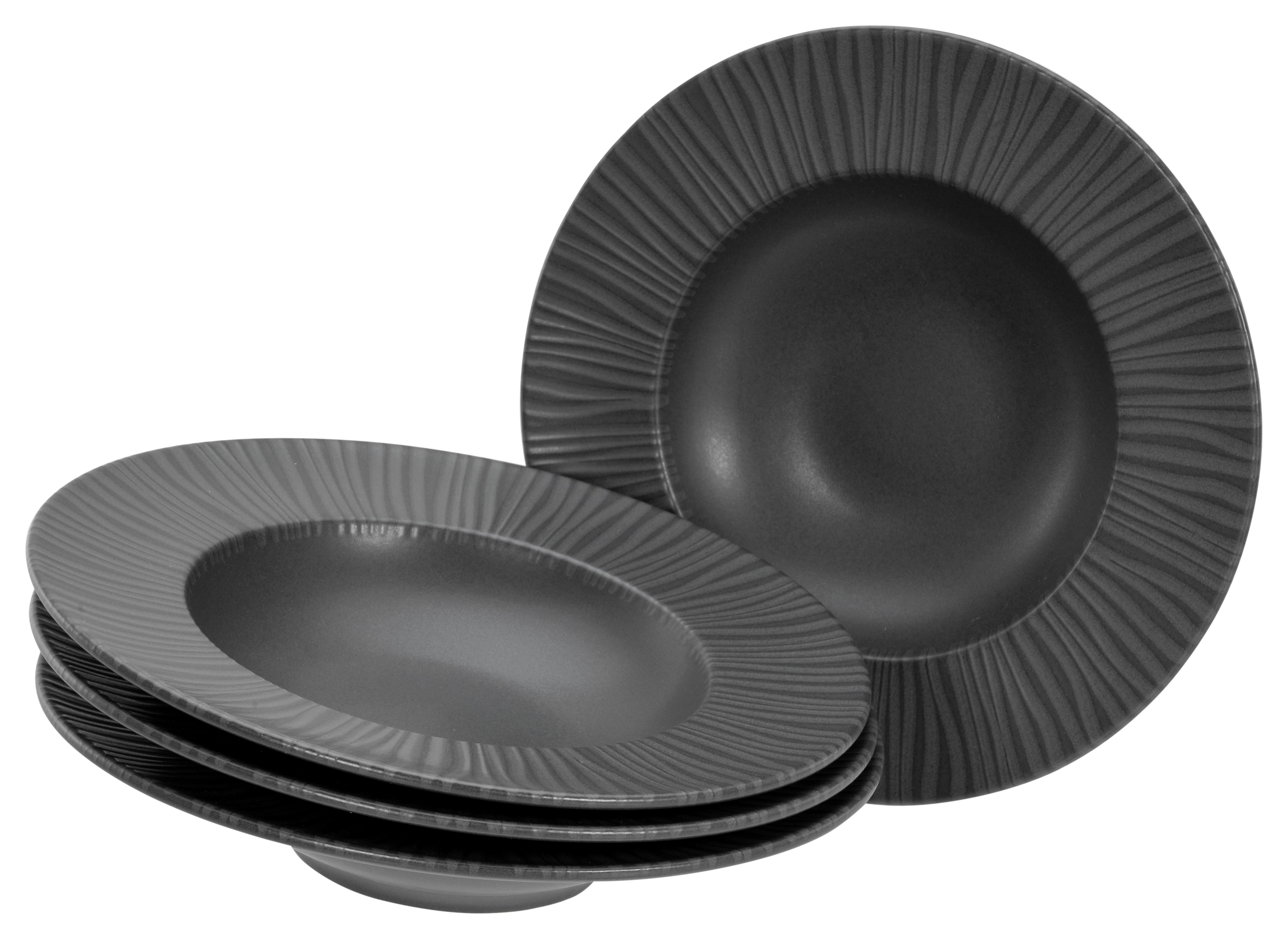 Talíř na těstoviny LAVASTONE VESUVIO, 4-dílný - antracitová, Trend, keramika (27cm) - Creatable