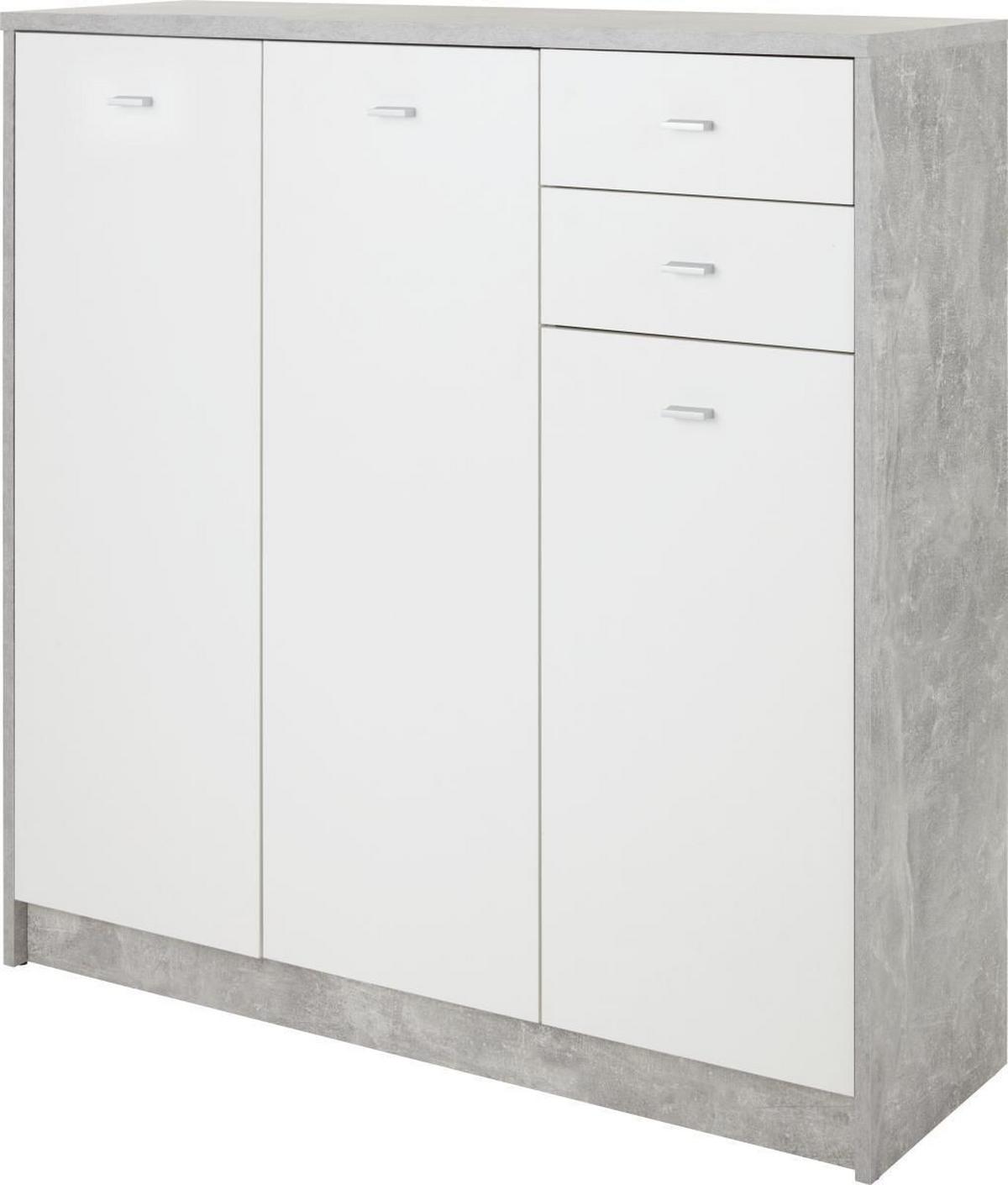 Kommode B 109,1 cm 4-You New, Beton Optik/Weiß - Schwarz/Weiß, MODERN, Holzwerkstoff (109,1/111,4/34,6cm)