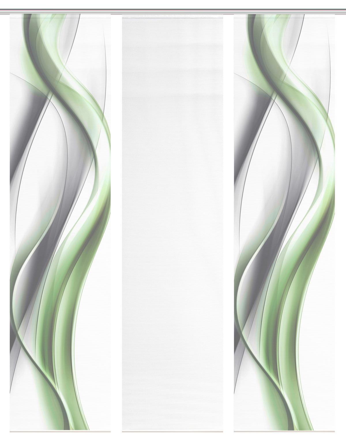 Flächenvorhang Cara 3er Set - Weiß/Grau, Basics, Textil (180/260cm)