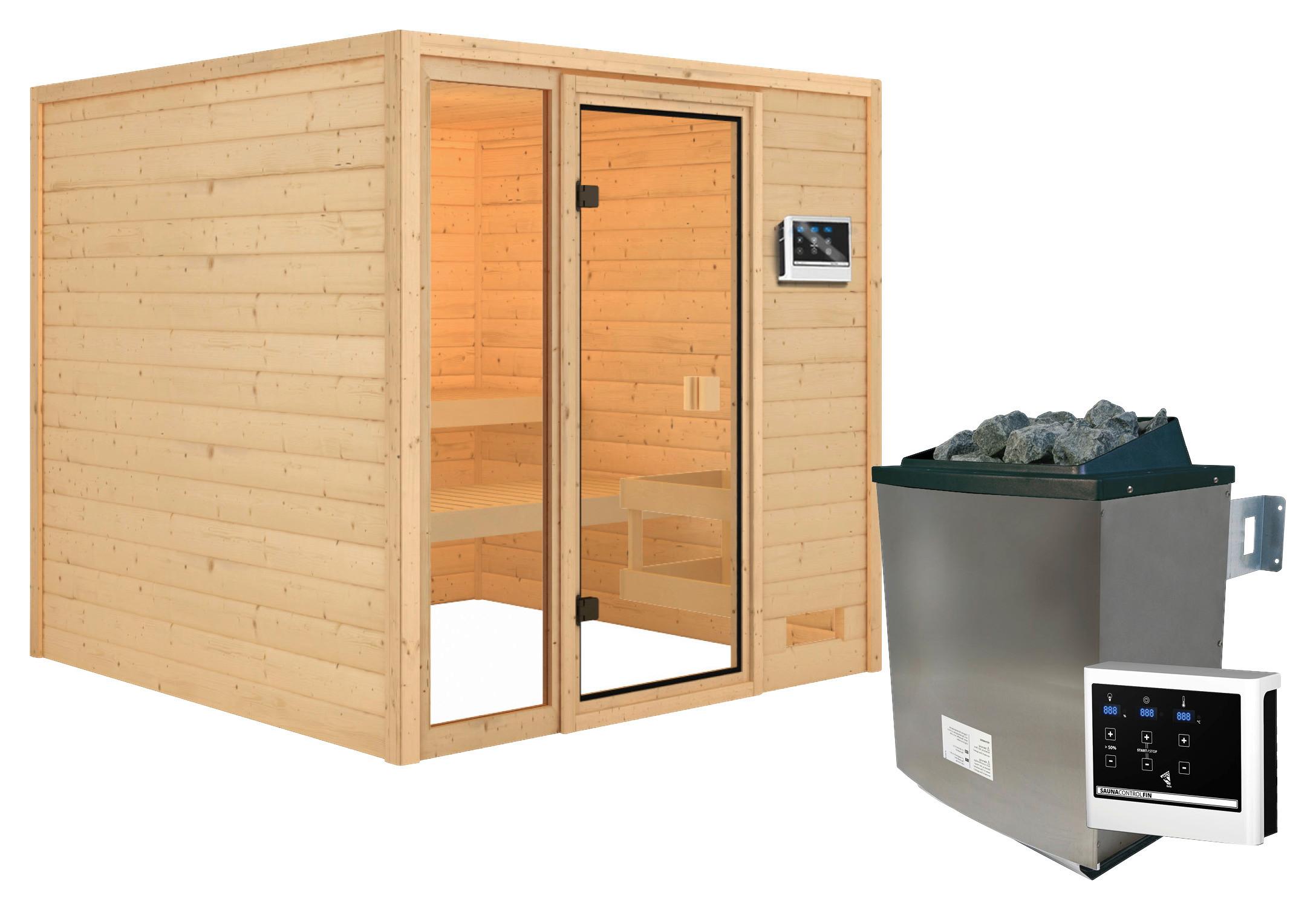 Sauna Marseille 2 Mit Ext. Steuerung 196x187x196 Cm - Naturfarben, Basics, Holz (196/187/196cm) - Karibu