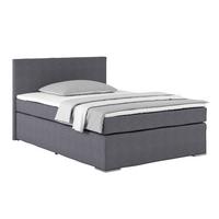 Postel Boxspring NERO PL: 140/200 cm, tmavě šedá - tmavě šedá/barvy chromu, Konvenční, kov/textil (140/200cm)