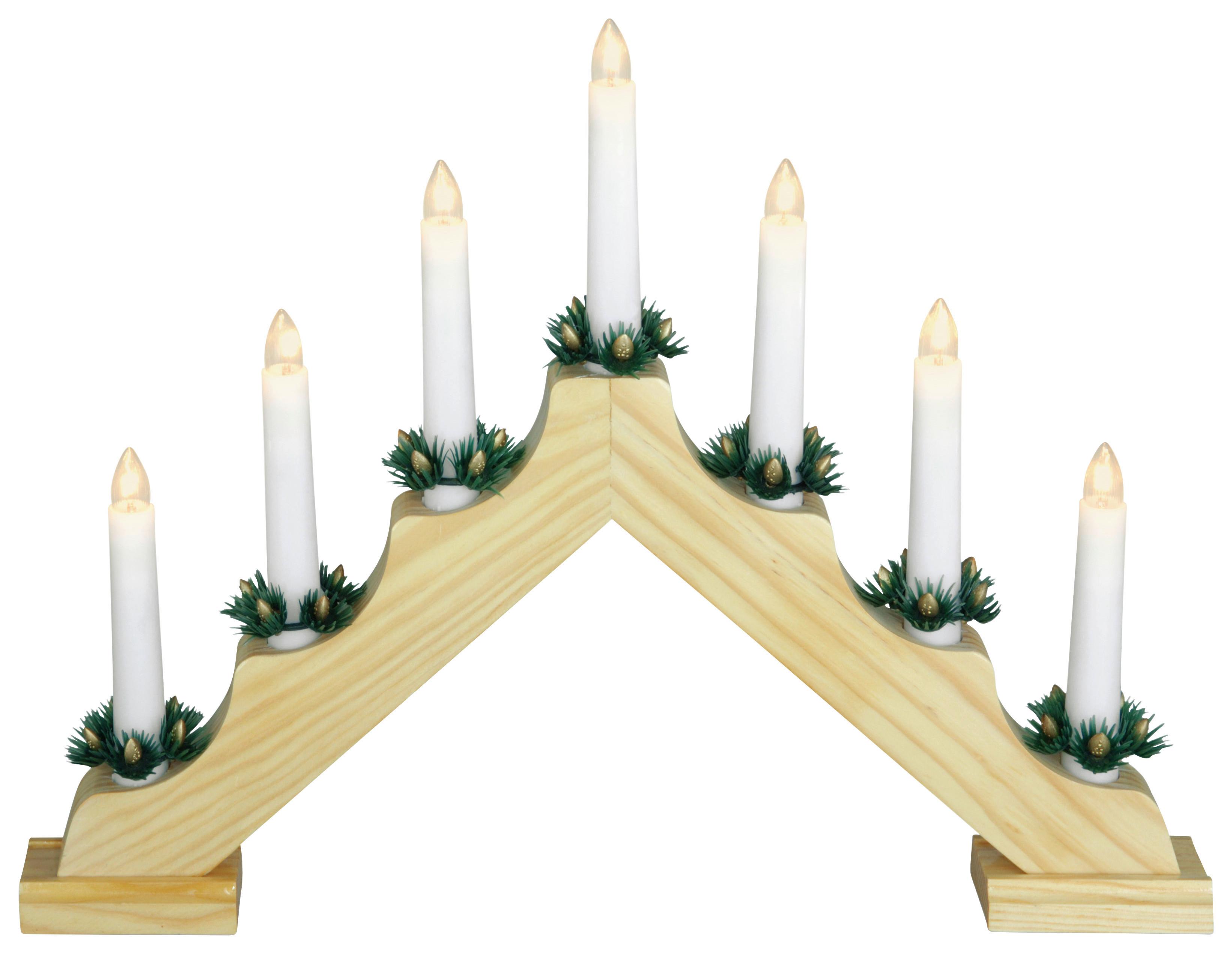 Adventi Gyertyatartó 7db Gyertyával - fehér/zöld, Konventionell, műanyag (40/5/30cm)
