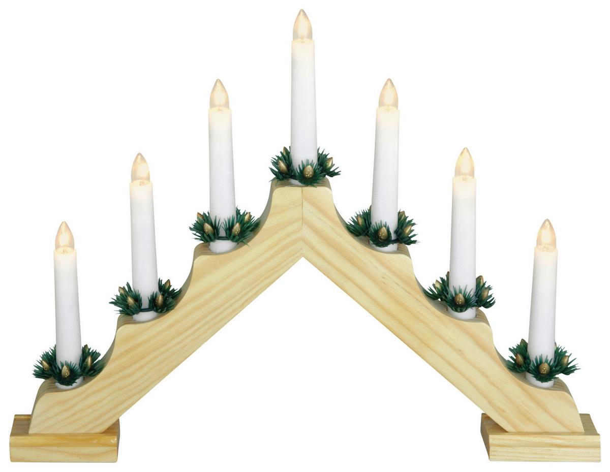 Adventi Gyertyatartó 7db Gyertyával - fehér/zöld, Konventionell, műanyag (40/5/30cm)