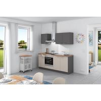 Küchenzeile Win ohne Geräte 200 cm Anthrazit/Creme - Anthrazit/Creme, Design, Holzwerkstoff (200cm) - Express