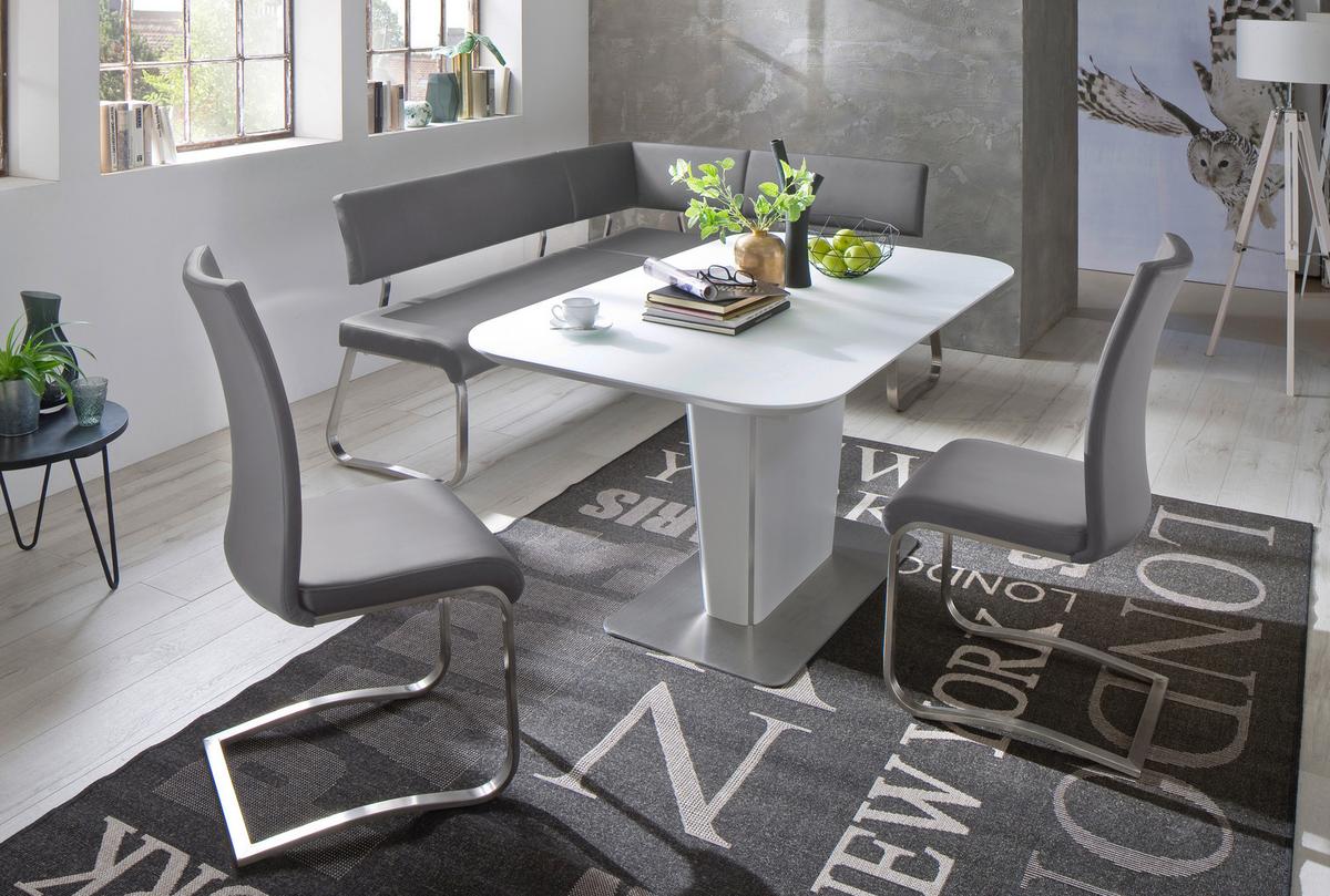 Eckbank Grau Lederlook Arco 200x150 cm - Edelstahlfarben/Grau, Design, Textil/Metall (200/150cm) - Livetastic
