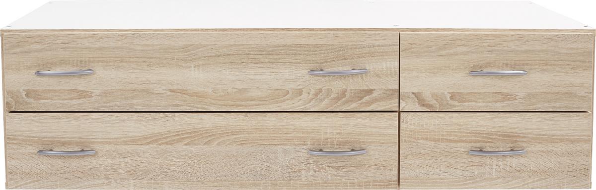 ZÁSUVKA BASE 3 - Sonoma dub/barvy hliníku, Konvenční, kompozitní dřevo/plast (120/33/52cm)