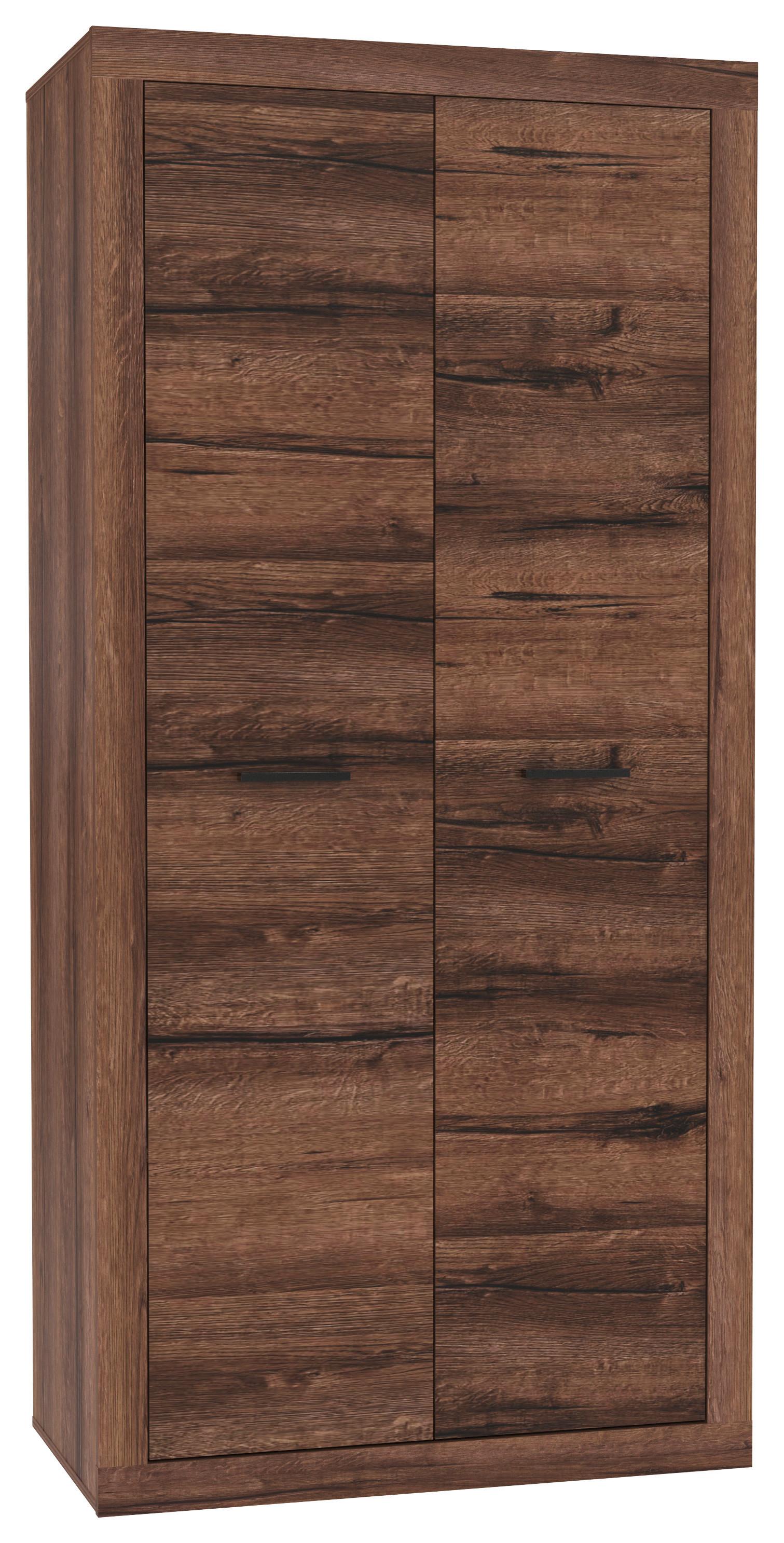 Ruhásszekrény Trass - fekete/tölgyfa, Konventionell, műanyag/faalapú anyag (93,1/197/52cm)