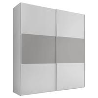 Schwebetürenschrank 225cm Includo, Weiß/Grau - Weiß/Grau, MODERN, Holzwerkstoff (225/222/68cm)