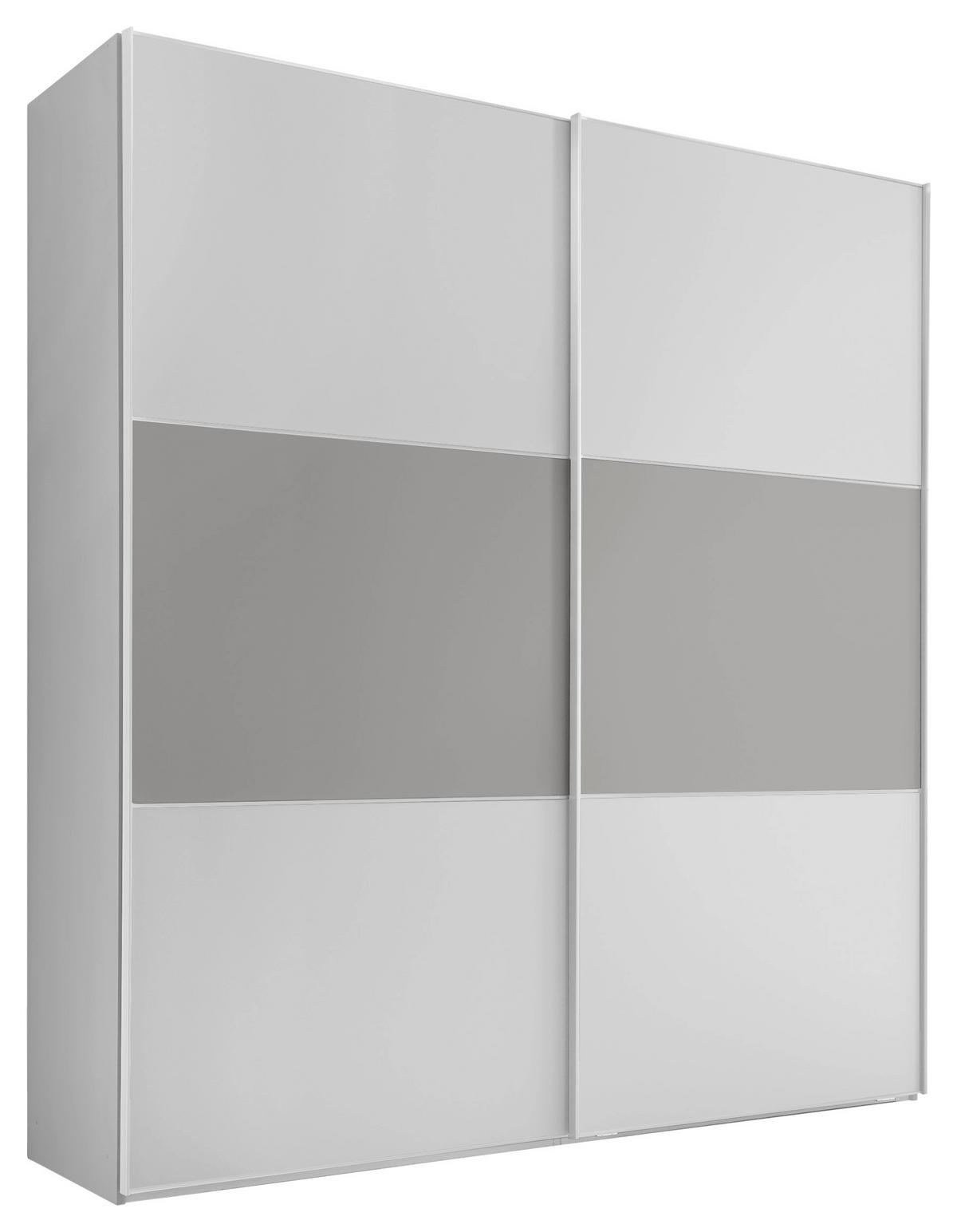 Schwebetürenschrank 225cm Includo, Weiß/Grau - Weiß/Grau, MODERN, Holzwerkstoff (225/222/68cm)