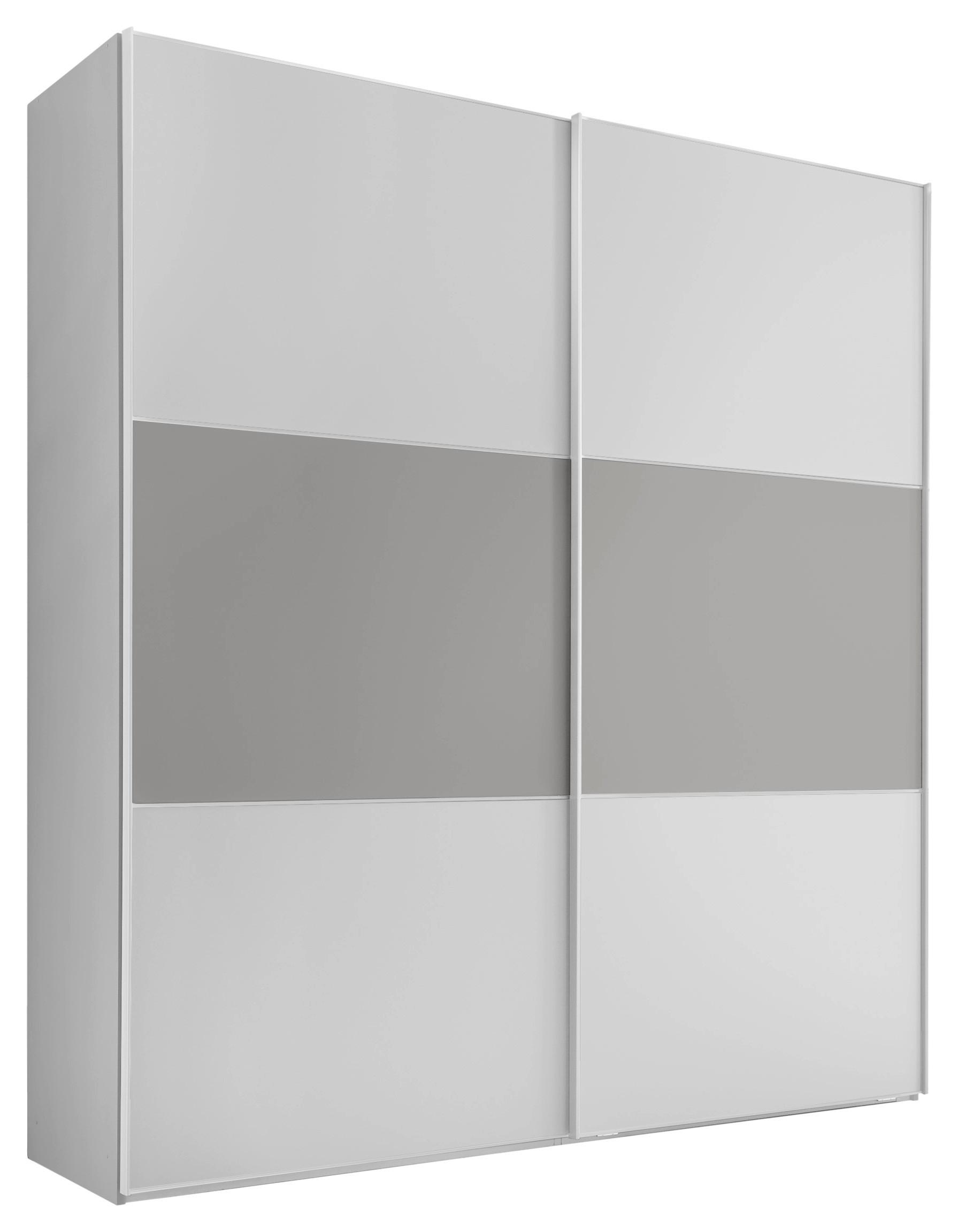 Schwebetürenschrank 225cm Includo, Weiß/Grau