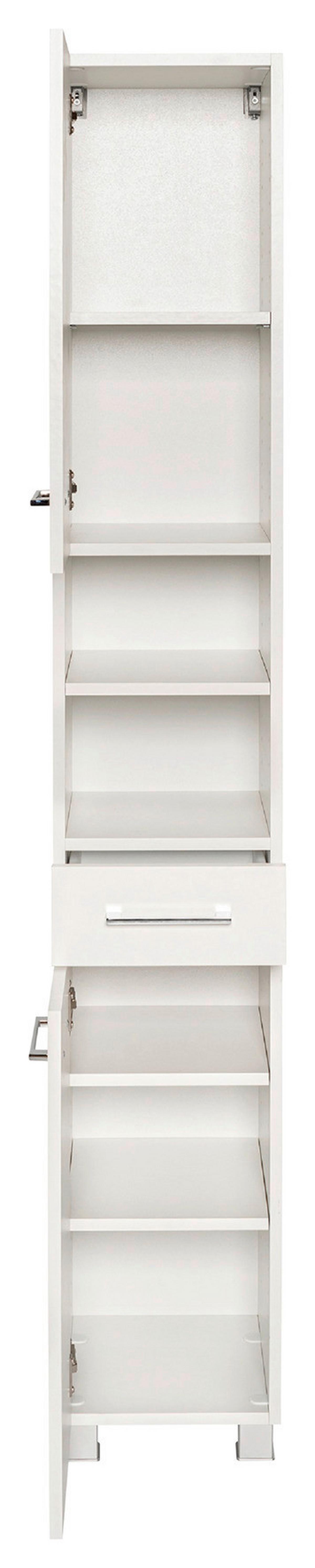 Badezimmer Hochschrank Paris 30/x80 Cm Weiß - Silberfarben/Weiß, MODERN, Holzwerkstoff (30/180/35cm) - Held
