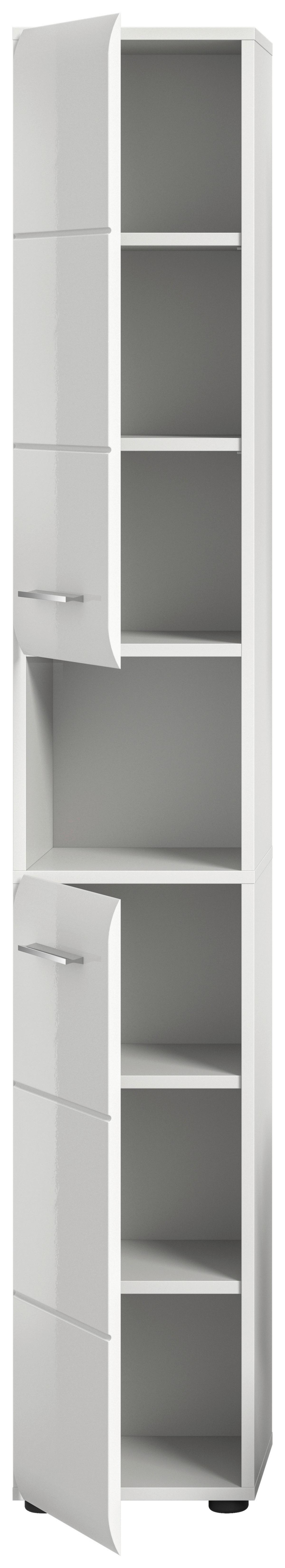 Hochschrank Ice Weiß/weiß Hg B: 30 Cm - Weiß Hochglanz/Weiß, MODERN, Holzwerkstoff (30/185/30cm) - MID.YOU