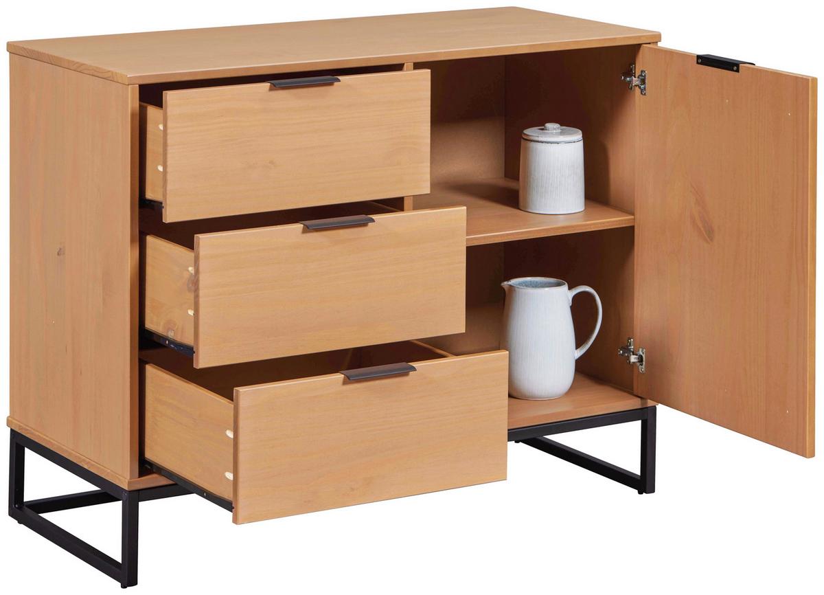 Kommode 101 Cm Vivo, Eichefarben - Eichefarben/Schwarz, Design, Holz (101/80/45cm) - Livetastic