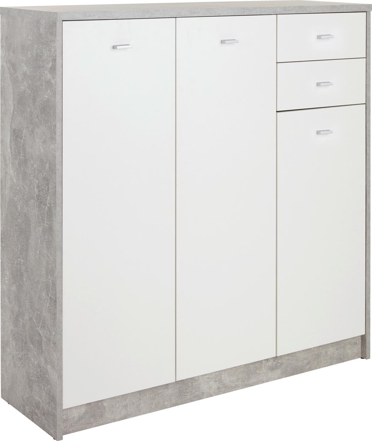 Kommode B 109,1 cm 4-You New, Beton Optik/Weiß - Schwarz/Weiß, MODERN, Holzwerkstoff (109,1/111,4/34,6cm)
