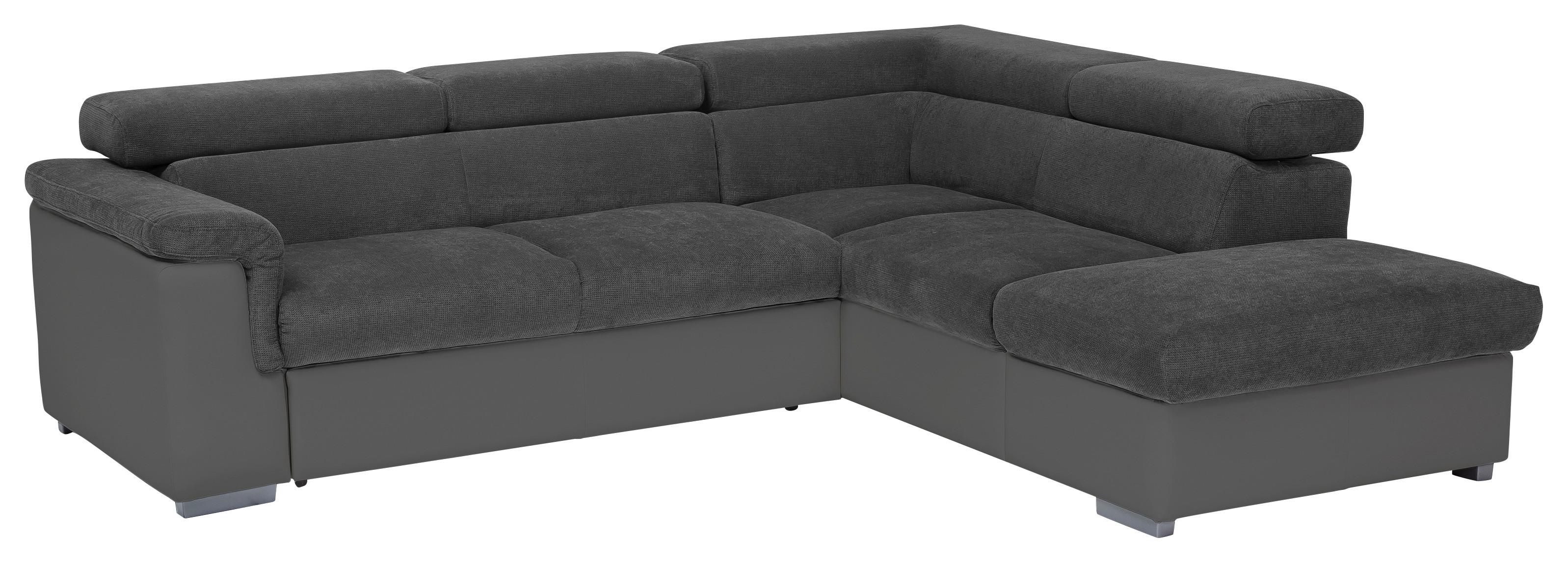 Ecksofa mit Schlaffunktion + Bettkasten Milla Schwarz/Fango - Fango/Schwarz, Basics, Holz/Textil (252/217cm) - MID.YOU