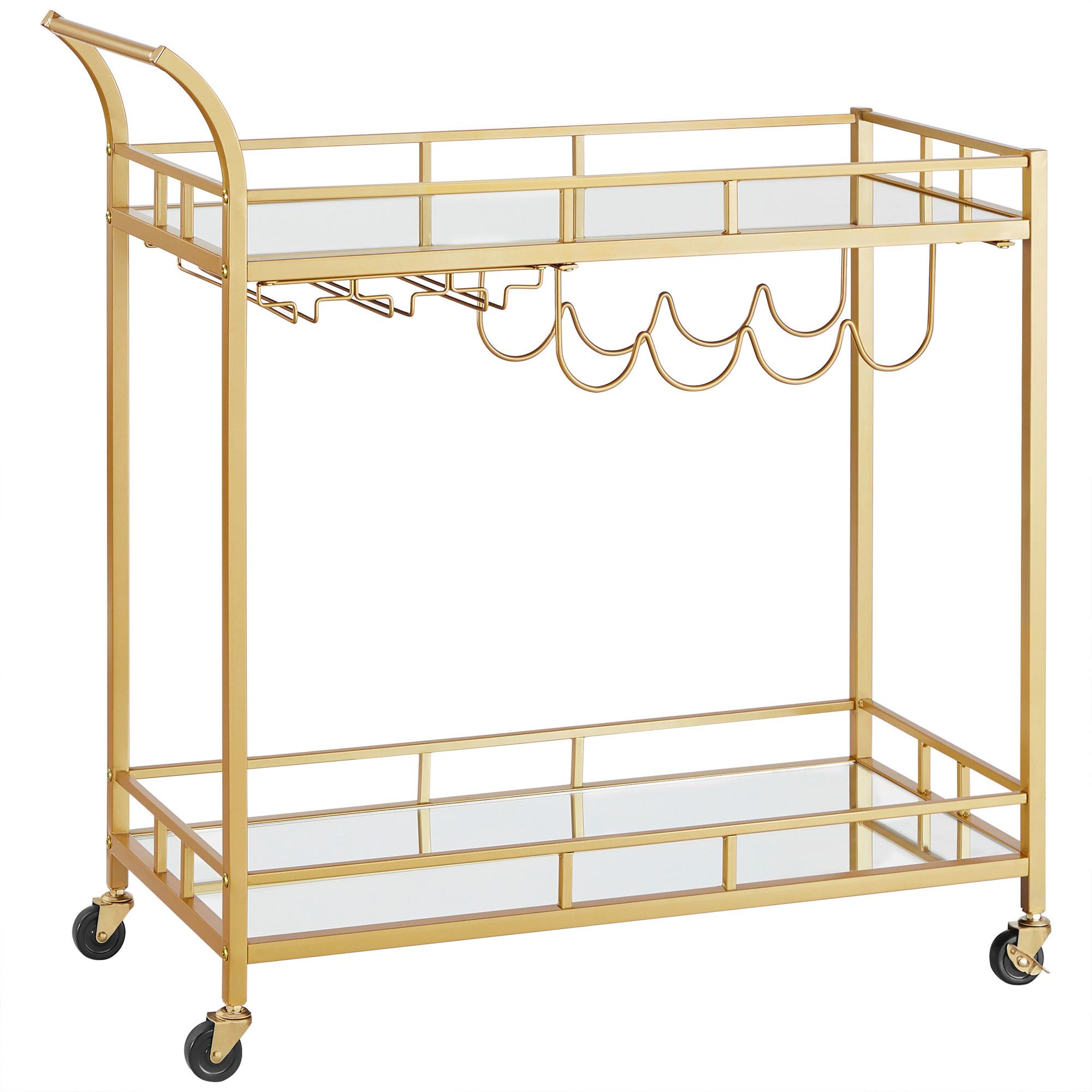 Servierwagen Glas, Goldfarben LRC090A03 - Goldfarben, Basics, Glas/Metall (86,1/90,2/38,1cm) - Boxxx