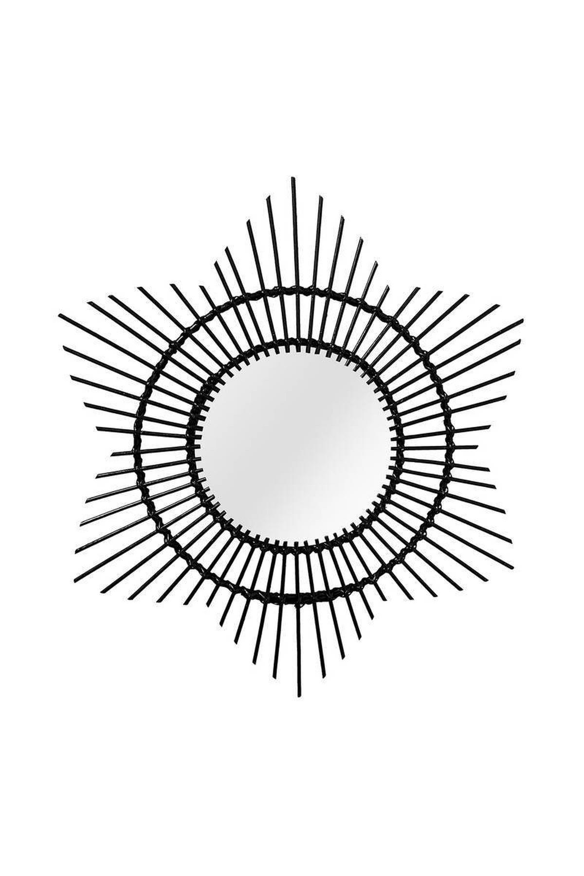 Wandspiegel Aina 52x52 cm Mita Rattan Rahmen - Schwarz, Trend, Glas/Holz (52/52/2cm) - Kayoom