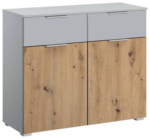 Kommode Modern 93 cm Alabama Extra Hellgrau - Hellgrau/Alufarben, MODERN, Holzwerkstoff (93/81/42cm)