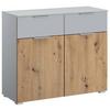 Kommode Modern 93 cm Alabama Extra Hellgrau - Hellgrau/Alufarben, MODERN, Holzwerkstoff (93/81/42cm)