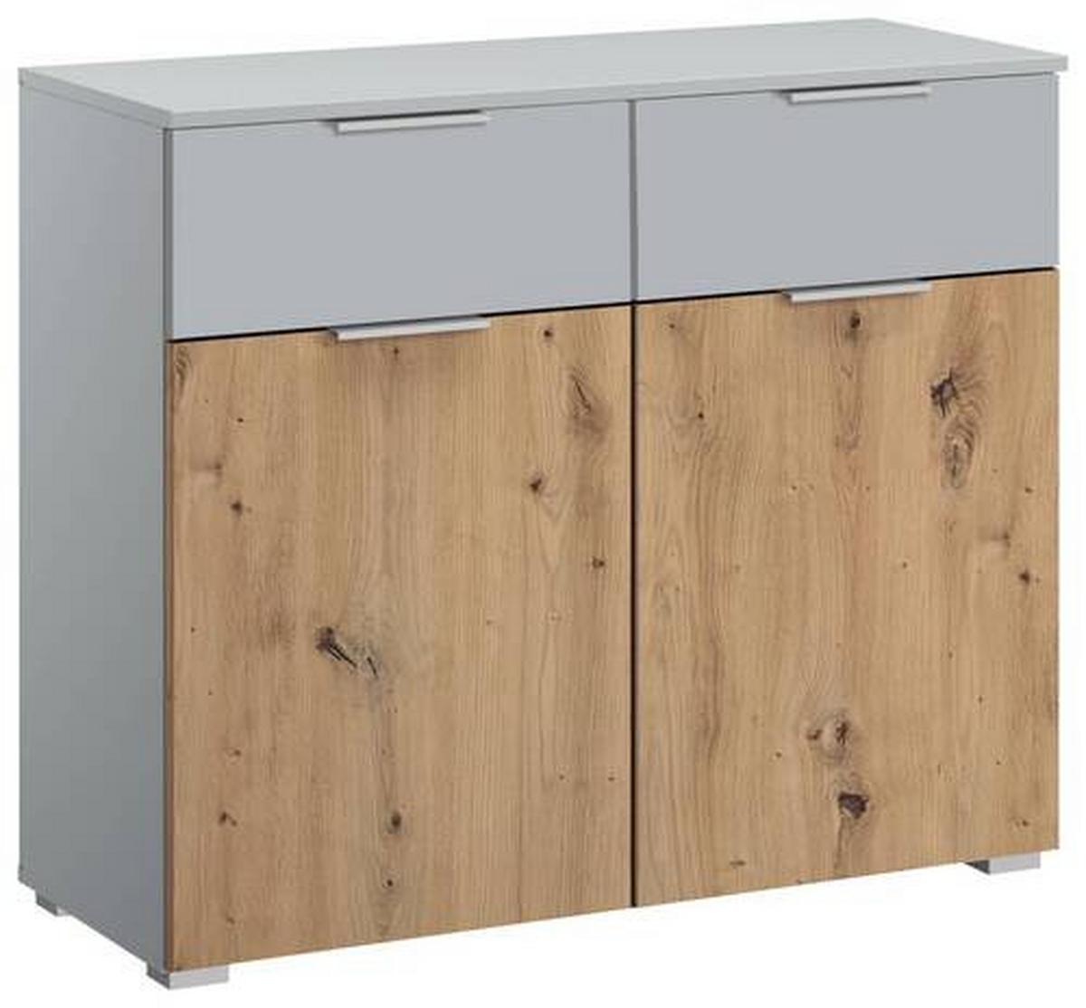 Kommode Modern 93 cm Alabama Extra Hellgrau - Hellgrau/Alufarben, MODERN, Holzwerkstoff (93/81/42cm)