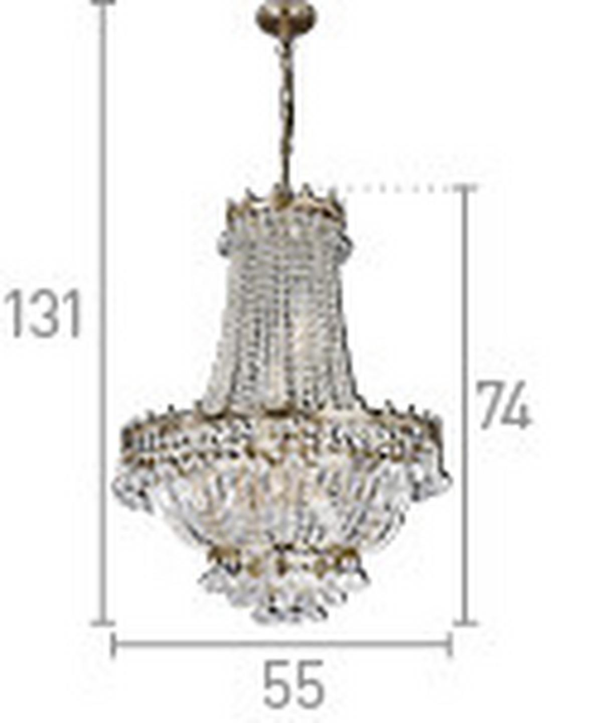 Kristály Függőlámpa Versailles 9112-52go - aranyszínű, Konventionell, üveg/fém (55/131cm)