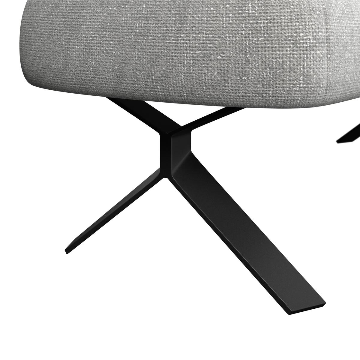 Sitzbank hellgrau/Metallbeine Ulmo B: 162 cm - Hellgrau/Schwarz, MODERN, Textil/Metall (162/83/71cm)